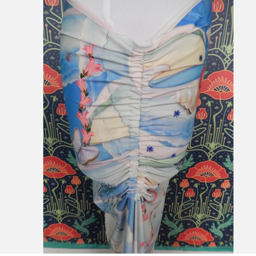Agua Bendita Gwen Nacar Midriff Cut Out Bandeau Resort Long Swimwear Dress Nwt - Picture 9 of 10